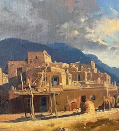 Original Oil on Board Pueblo Landscape by Ralph Love