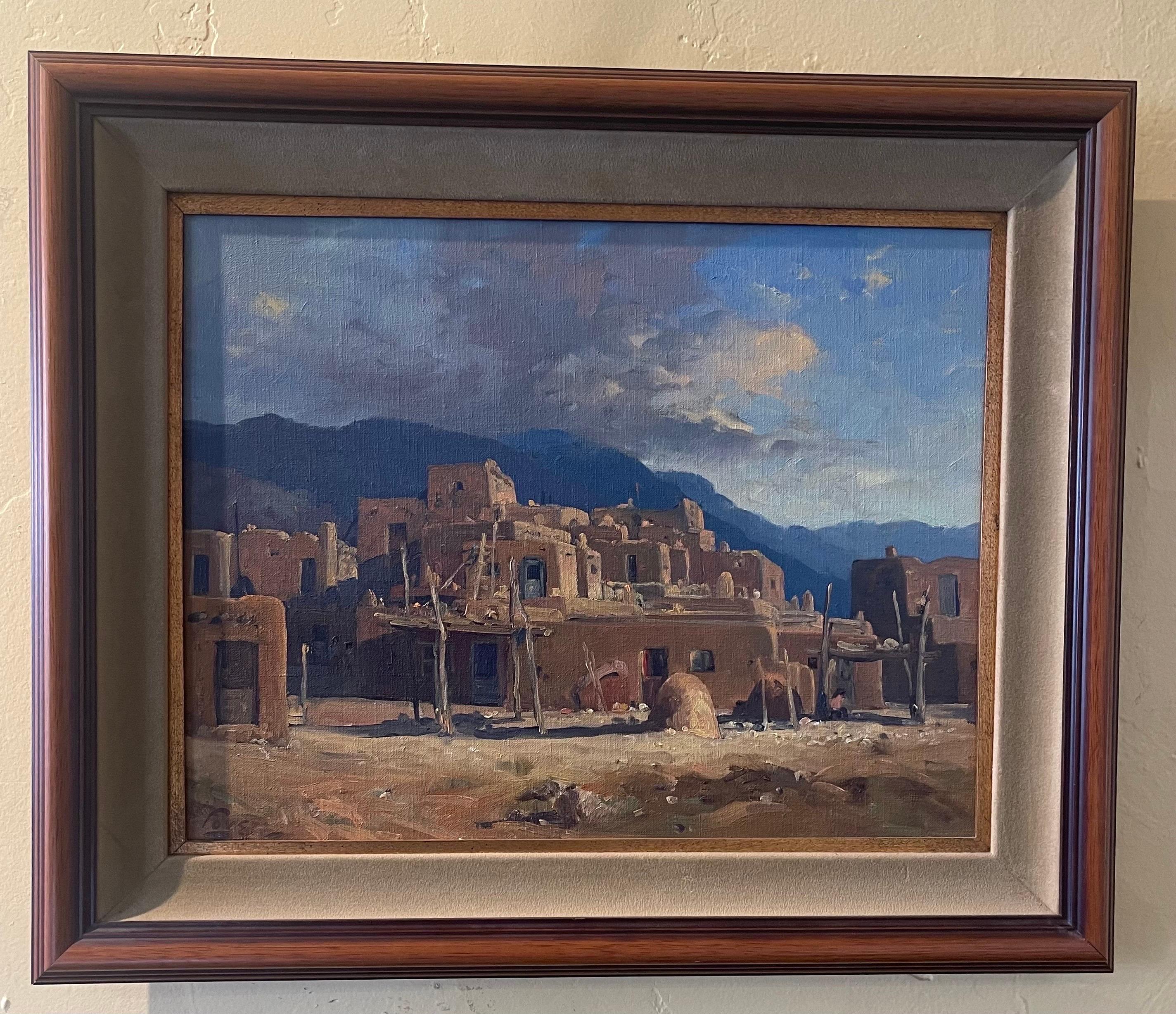 Original Oil on Board Pueblo Landscape by Ralph Love 2