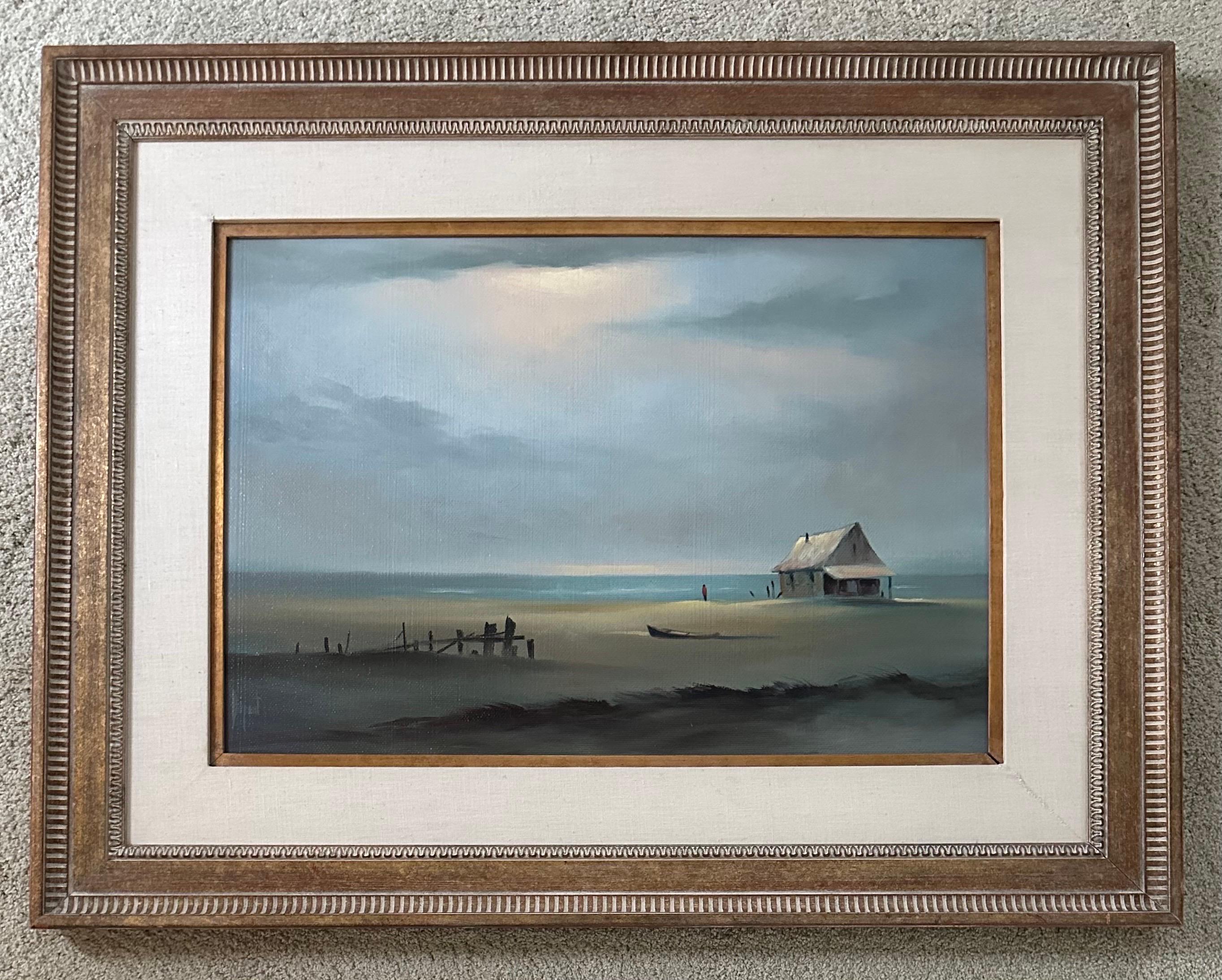 Original oil on board seascape painting by listed artist Alfred DuPont, circa 1970s. This beautiful painting is in very good condition and measures 37.5