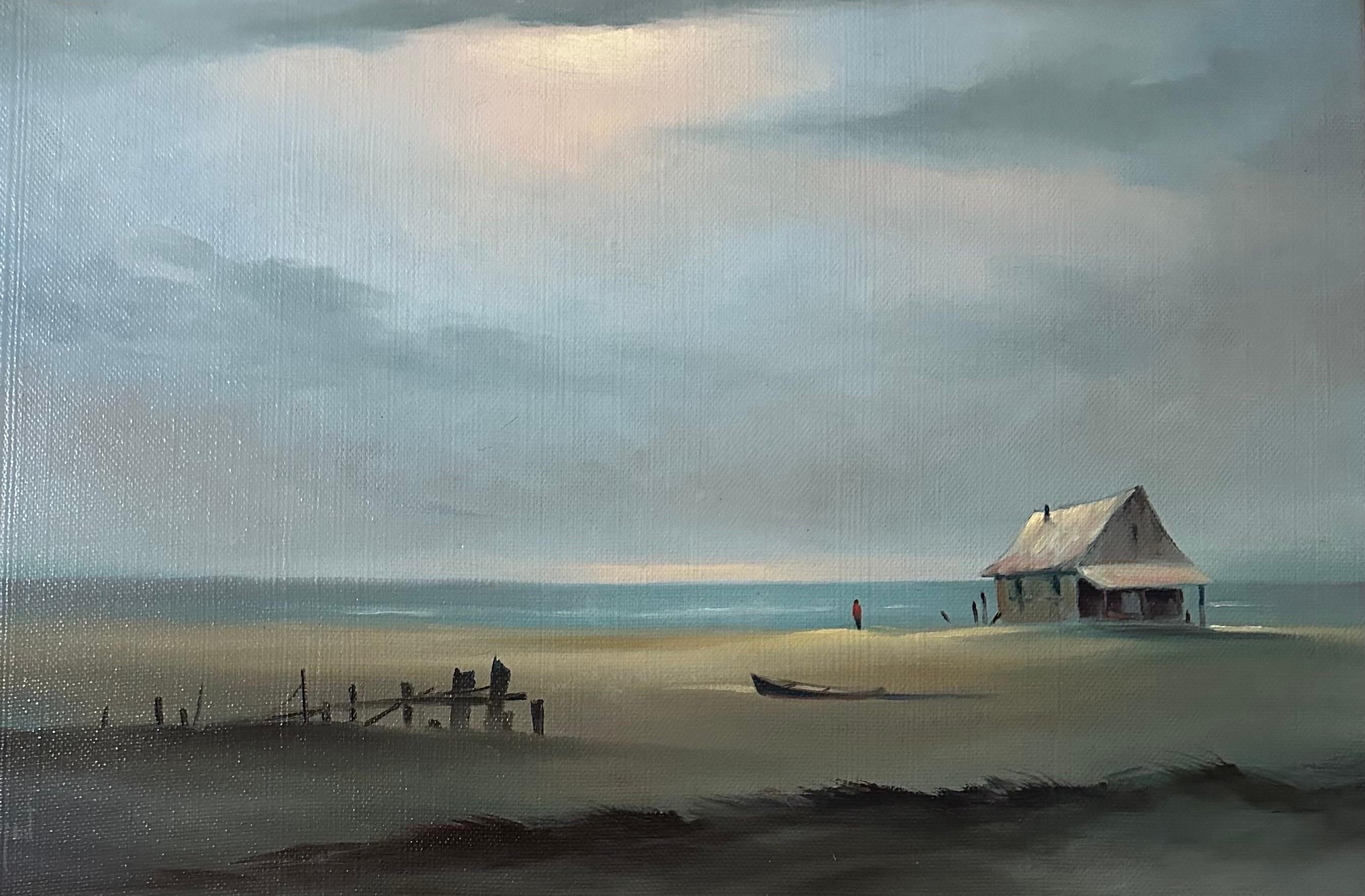 American Original Oil on Board Seascape Painting by Alfred DuPont For Sale