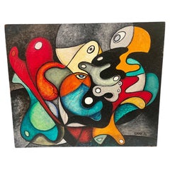 Original Oil on Board Surrealistic Abstract Painting by Graf 1976