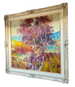 Original Oil on Canvas Abstract Landscape by Anton Sipos, Signed, 1960