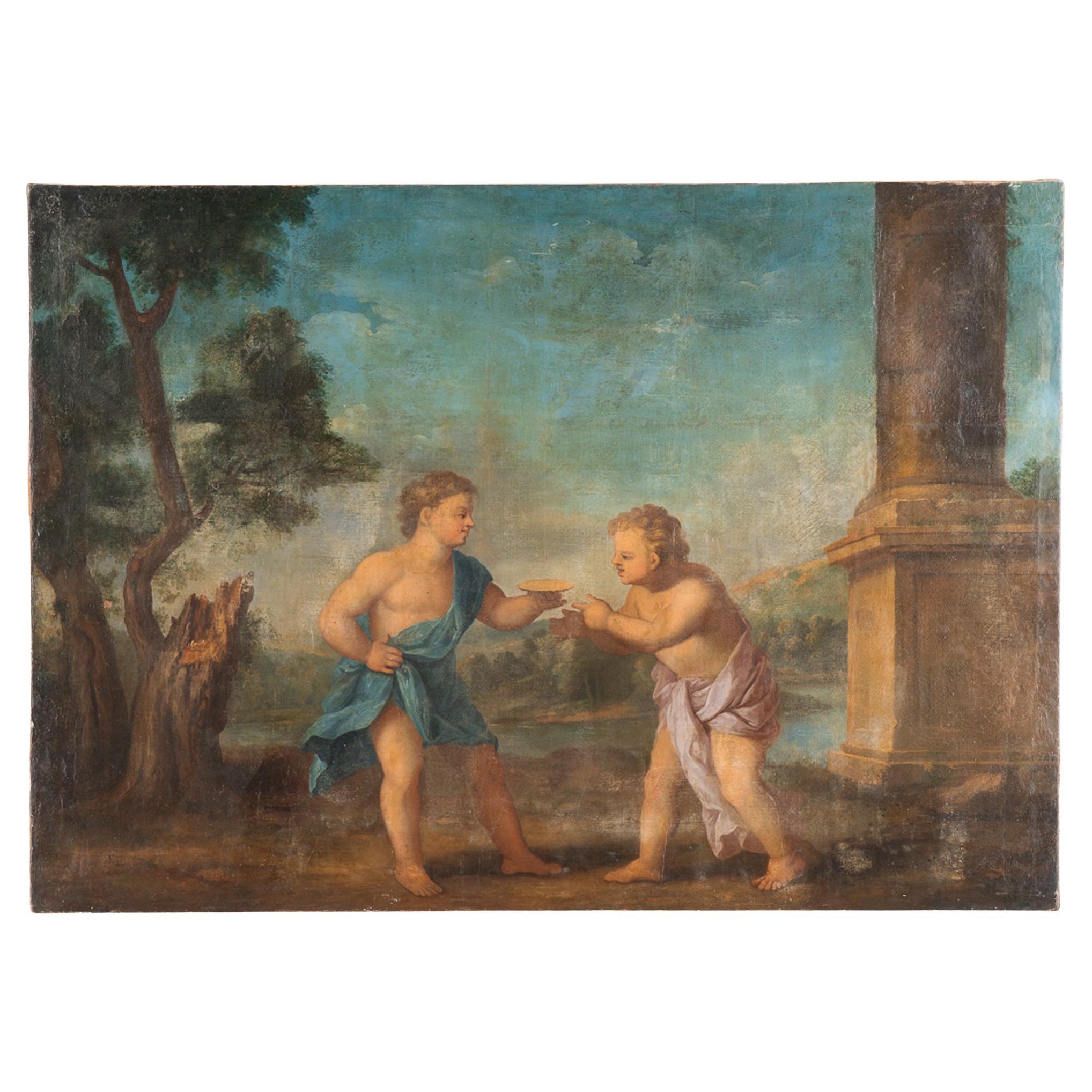 Original Oil On Canvas Allegorical Scene, Italian School circa 1800 For Sale