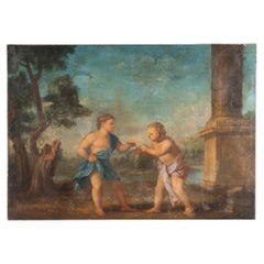 Antique Original Oil On Canvas Allegorical Scene, Italian School circa 1800