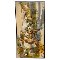 Olio originale su tela dell'artista colombiano Mario Alvarez firmato e datato
