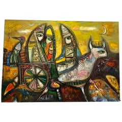 Olio originale su tela dell'artista quotato Kader Bekov firmato e datato