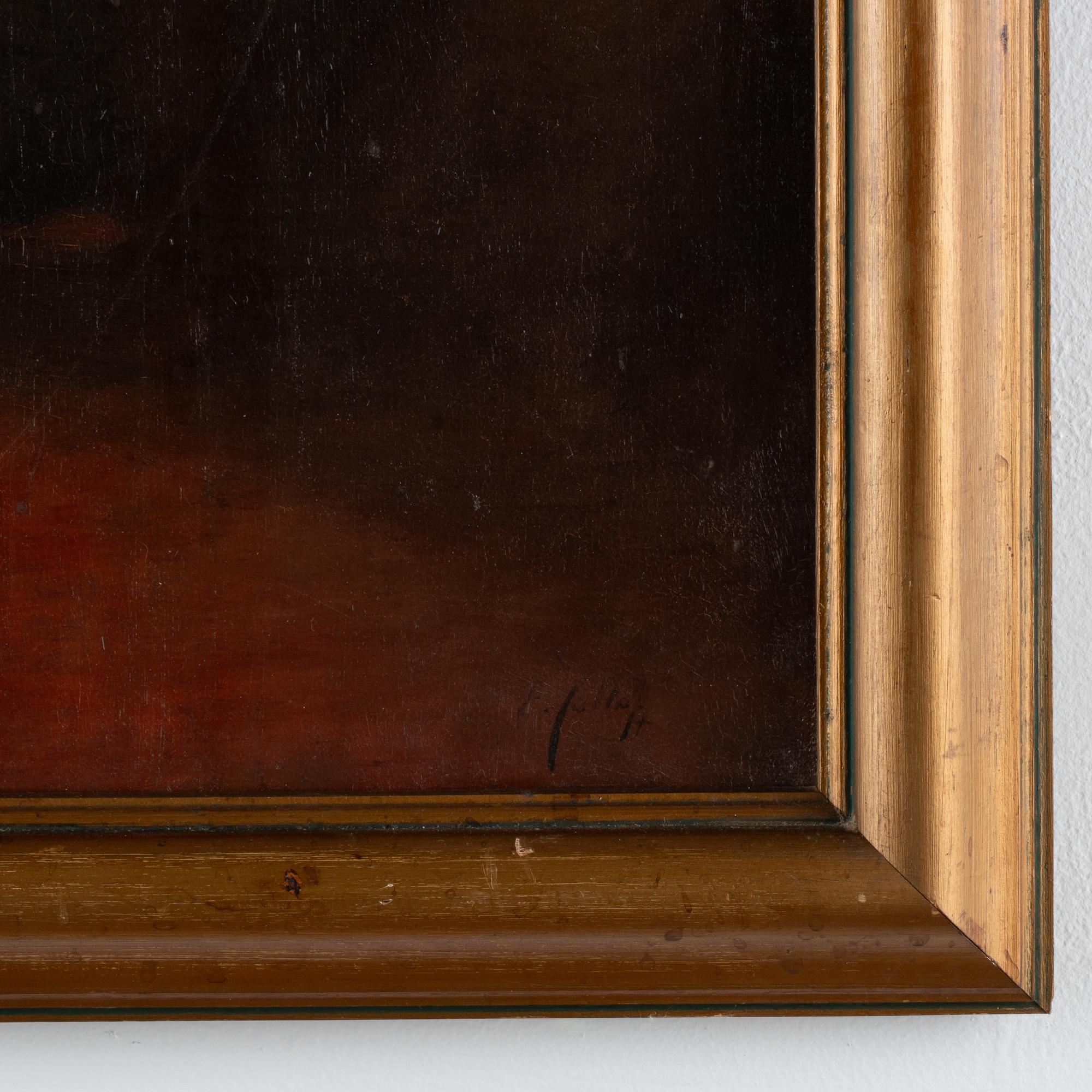 Olio originale su tela Interno di donna che legge, firmato da Edvard Anders Saltof in vendita 3