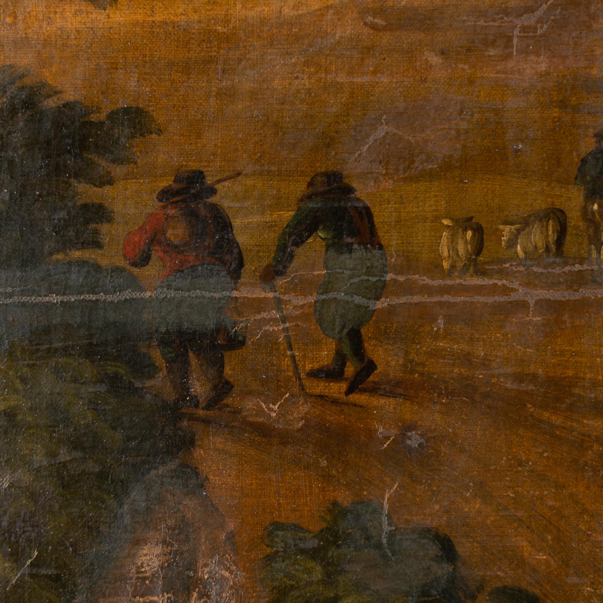 Danish Original Oil on Canvas Landscape Painting With Hunter, Denmark circa 1770-1800