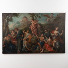 Original Oil On Canvas Large Allegorical Painting, Italian School 1750-1800