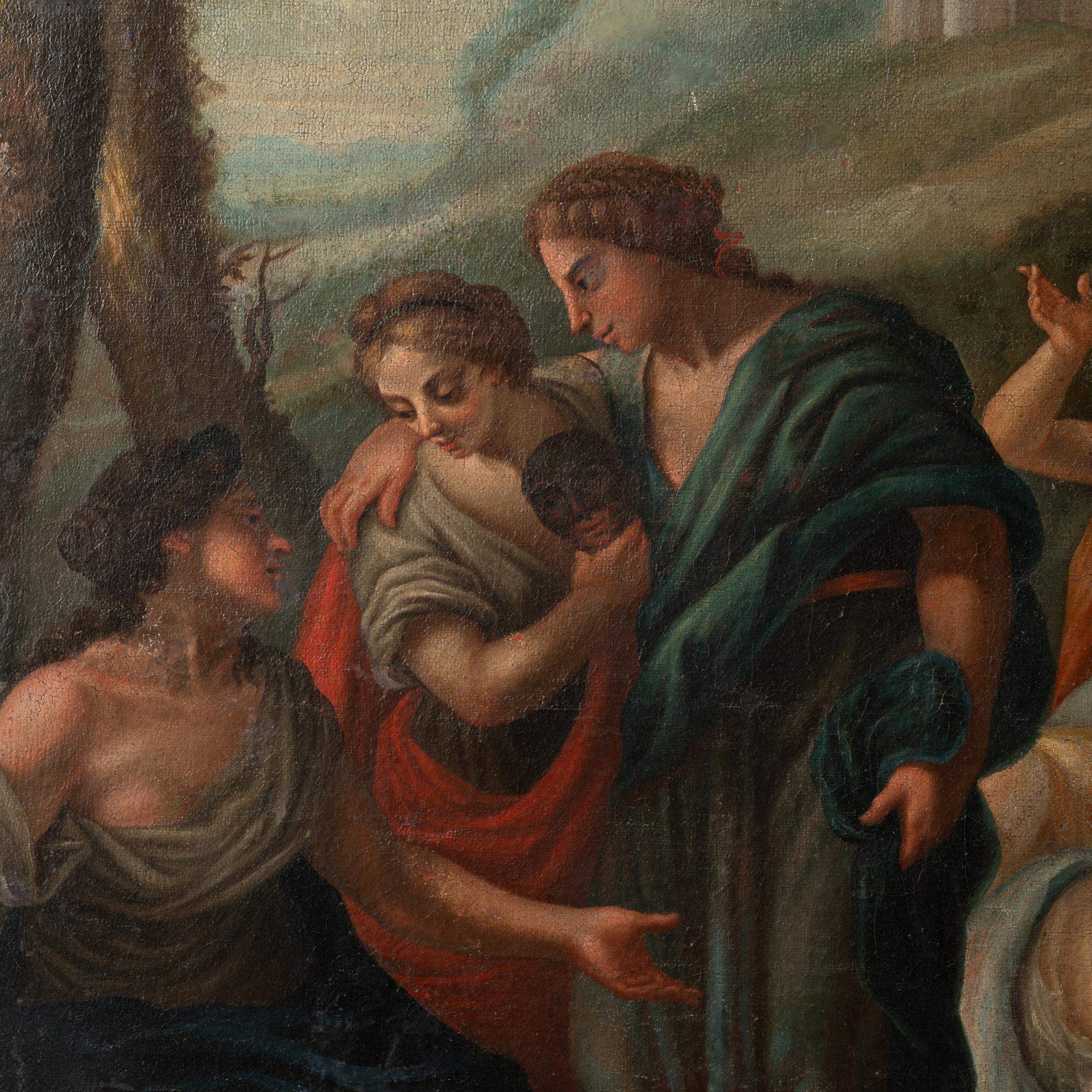 Original Oil On Canvas Large Allegorical Painting, Italian School 1750-1800 In Good Condition For Sale In Round Top, TX