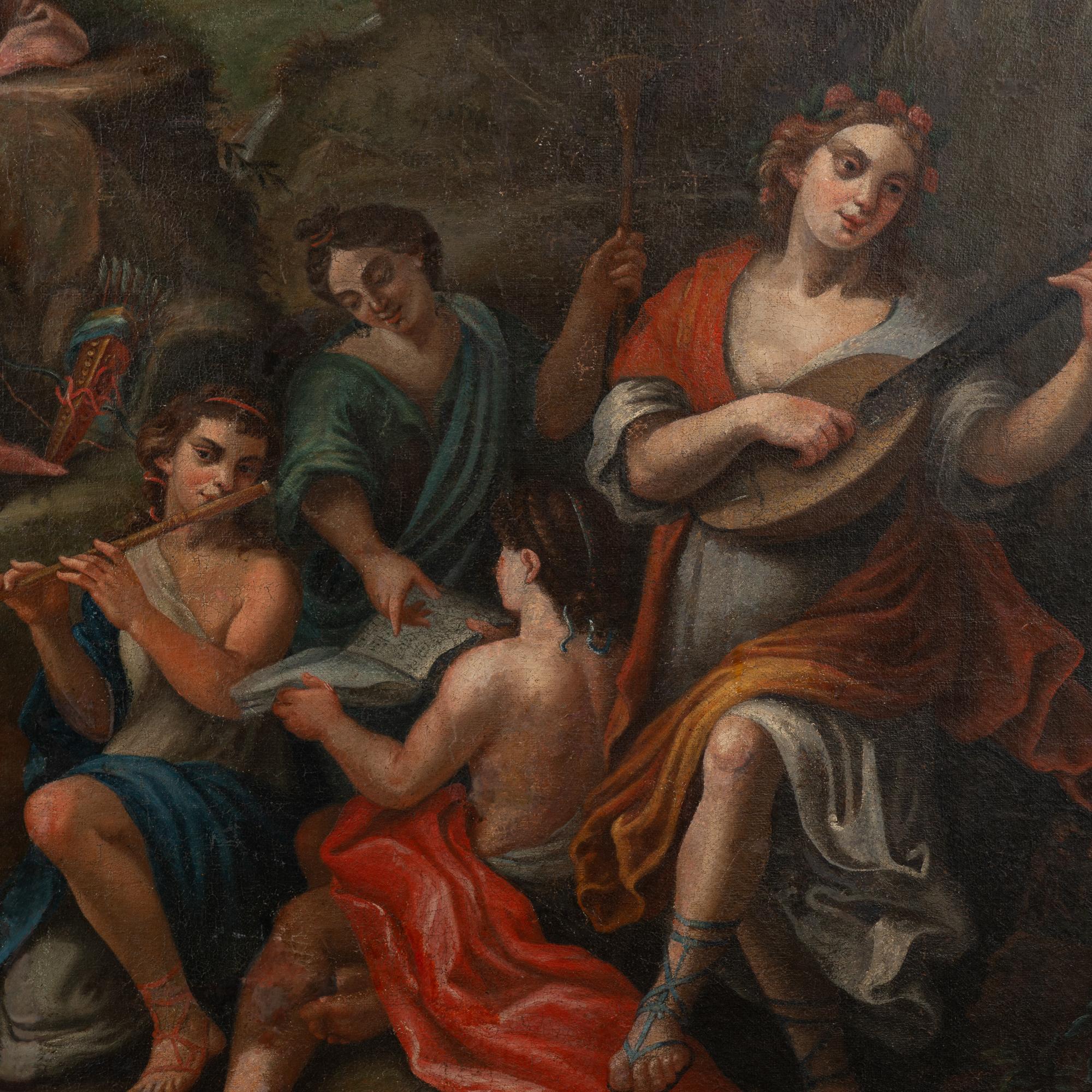 Original Oil On Canvas Large Allegorical Painting, Italian School 1750-1800 For Sale 1