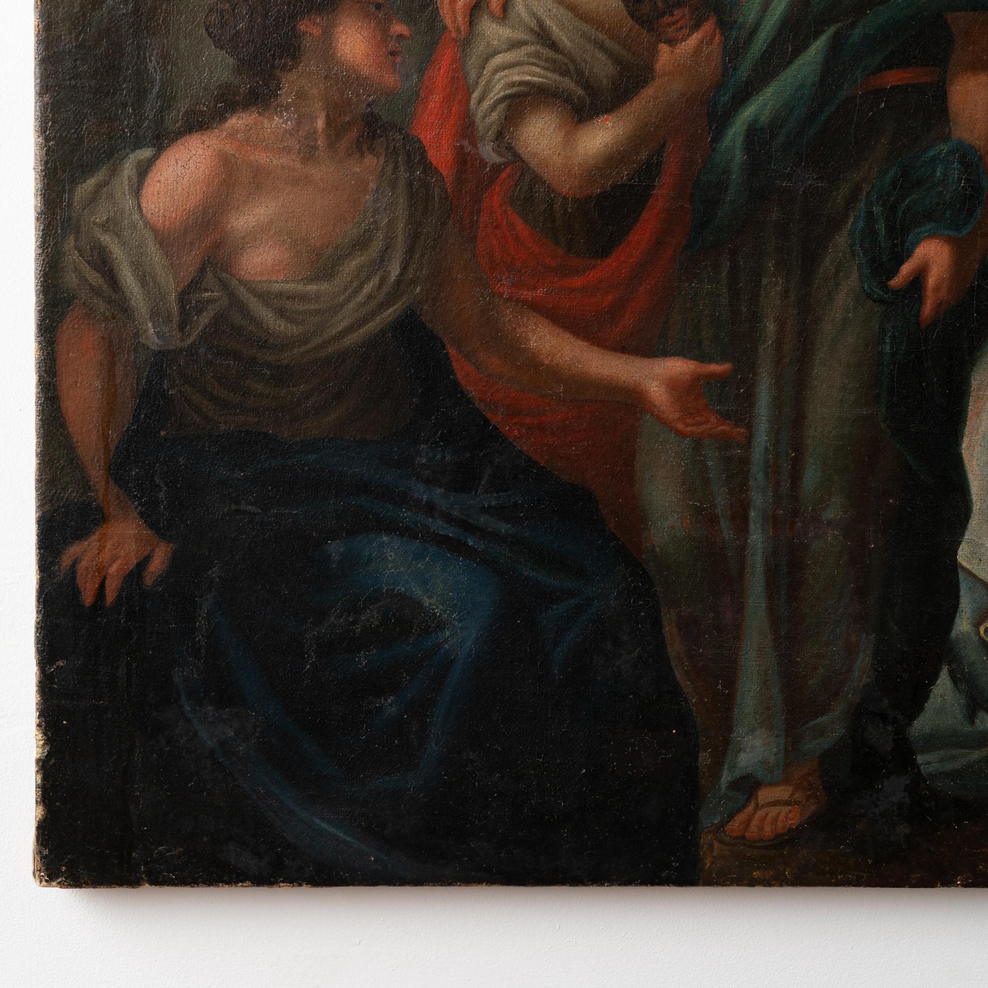 Original Oil On Canvas Large Allegorical Painting, Italian School 1750-1800 For Sale 3