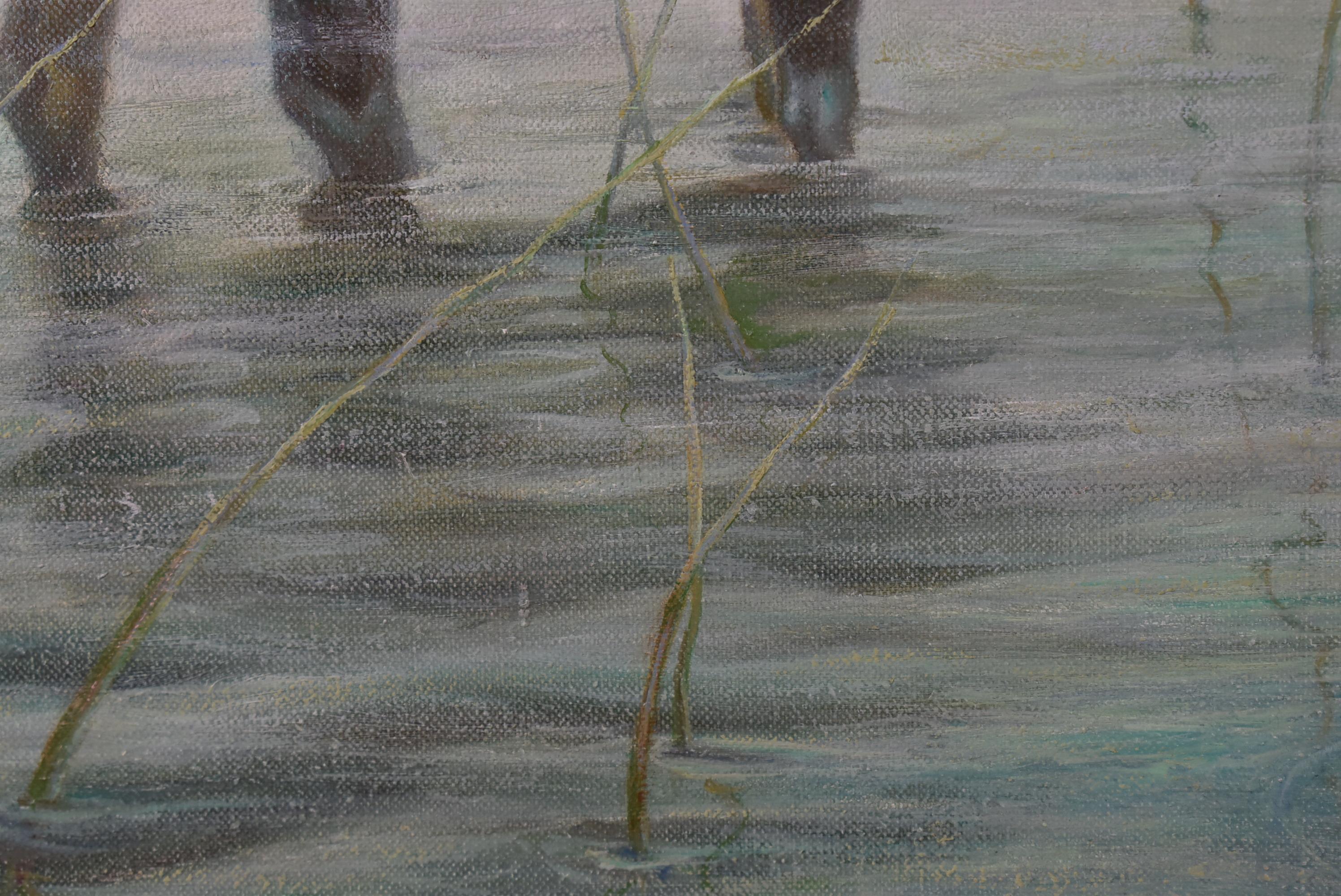 Original Oil on Canvas Moose & Hunter by Gregory Perillo In Good Condition In Toledo, OH
