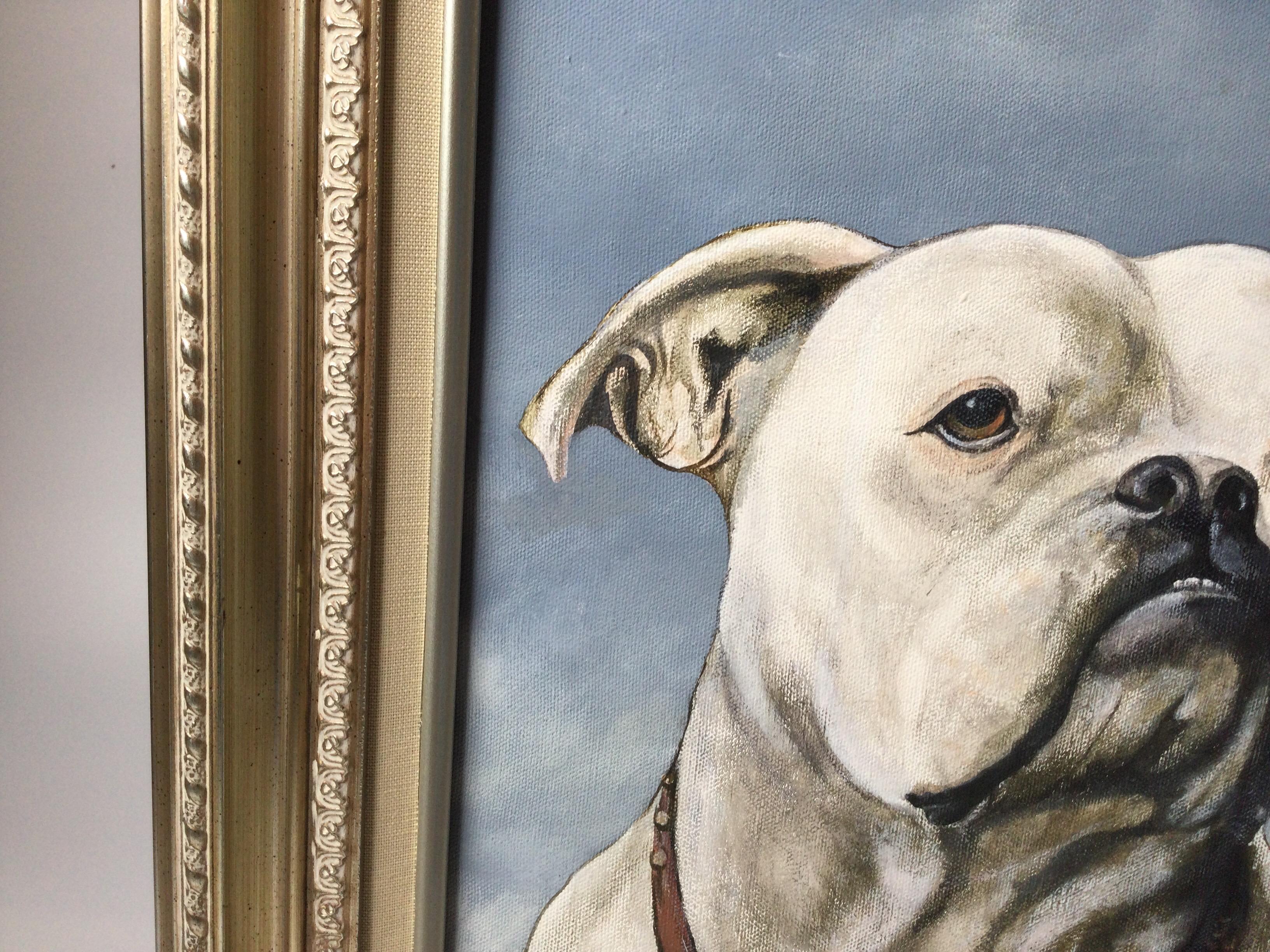 Original Oil on Canvas of a Bull Dog Framed Signed, Dated 1999 1