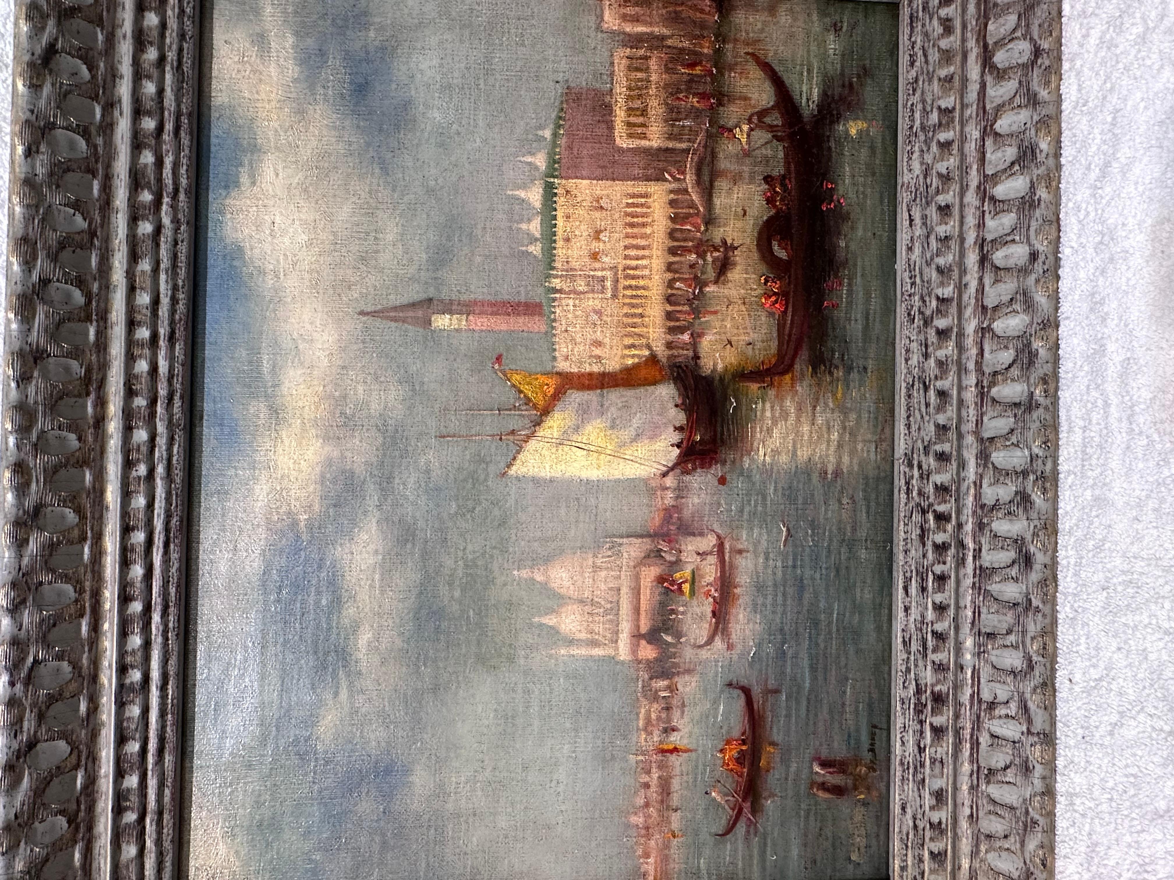 Milieu du XXe siècle Huile sur toile originale de Venise, Italie en vente