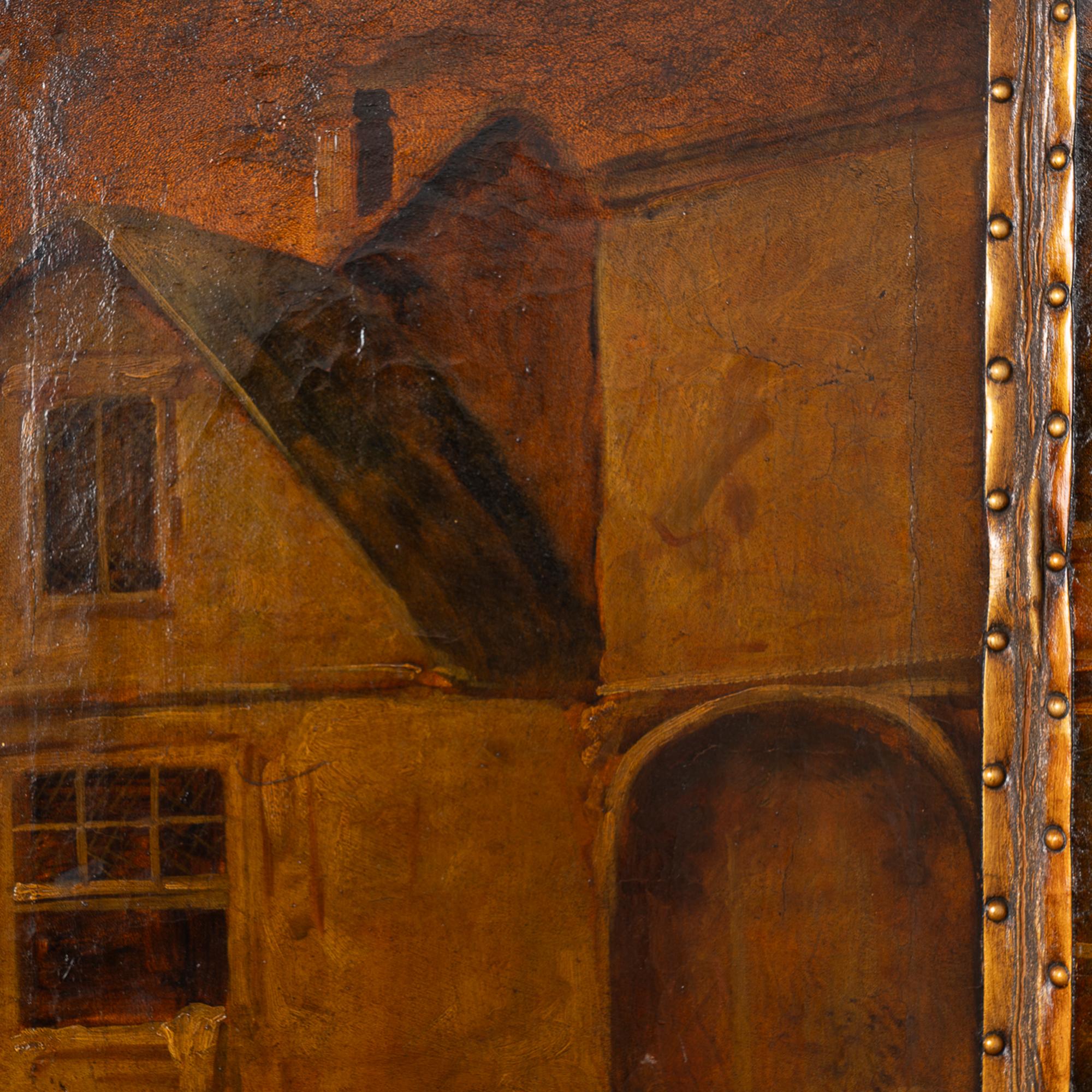 Original Öl auf Leinwand gemalt 4 Panel Bildschirm Raumteiler England um 1900-20 (Barock) im Angebot