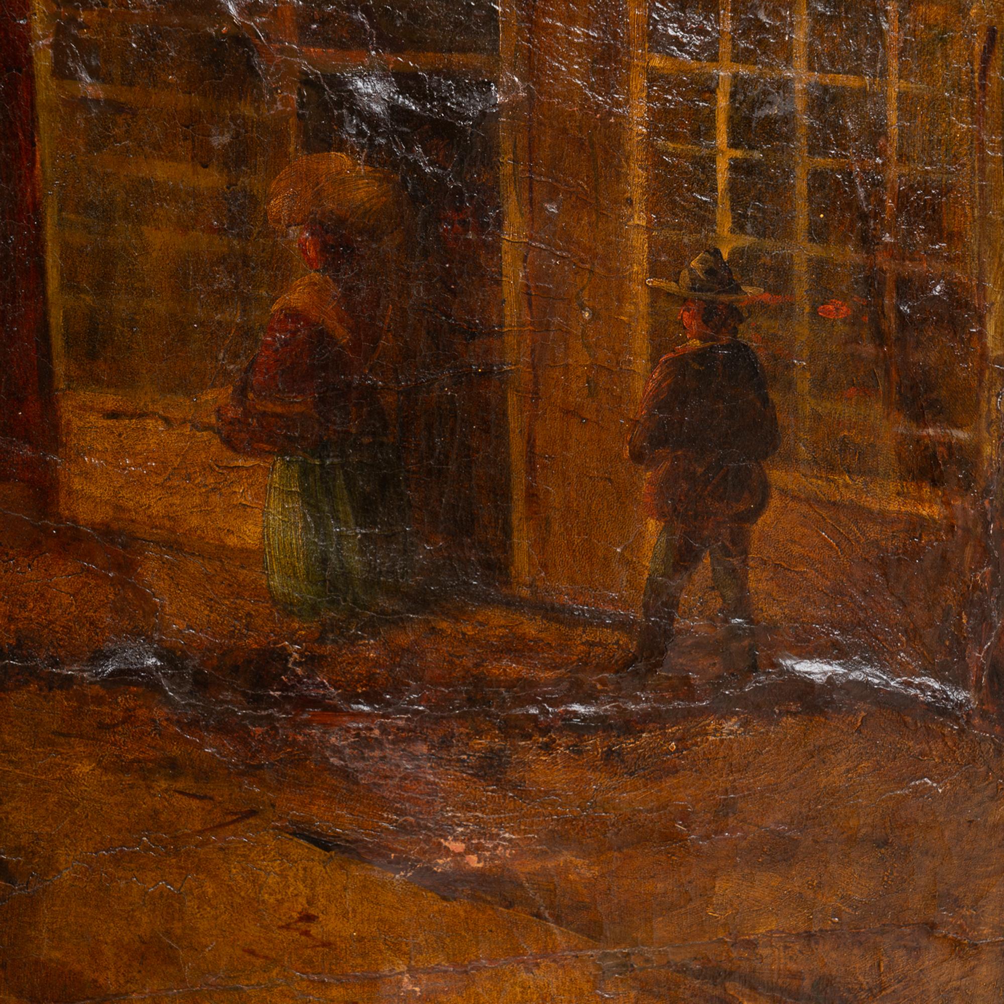 Original Öl auf Leinwand gemalt 4 Panel Bildschirm Raumteiler England um 1900-20 im Zustand „Gut“ im Angebot in Round Top, TX
