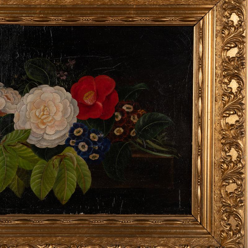 20ième siècle Peinture à l'huile originale sur toile, Bouquet de fleurs de l'école I.L Jensen, XIXe siècle en vente