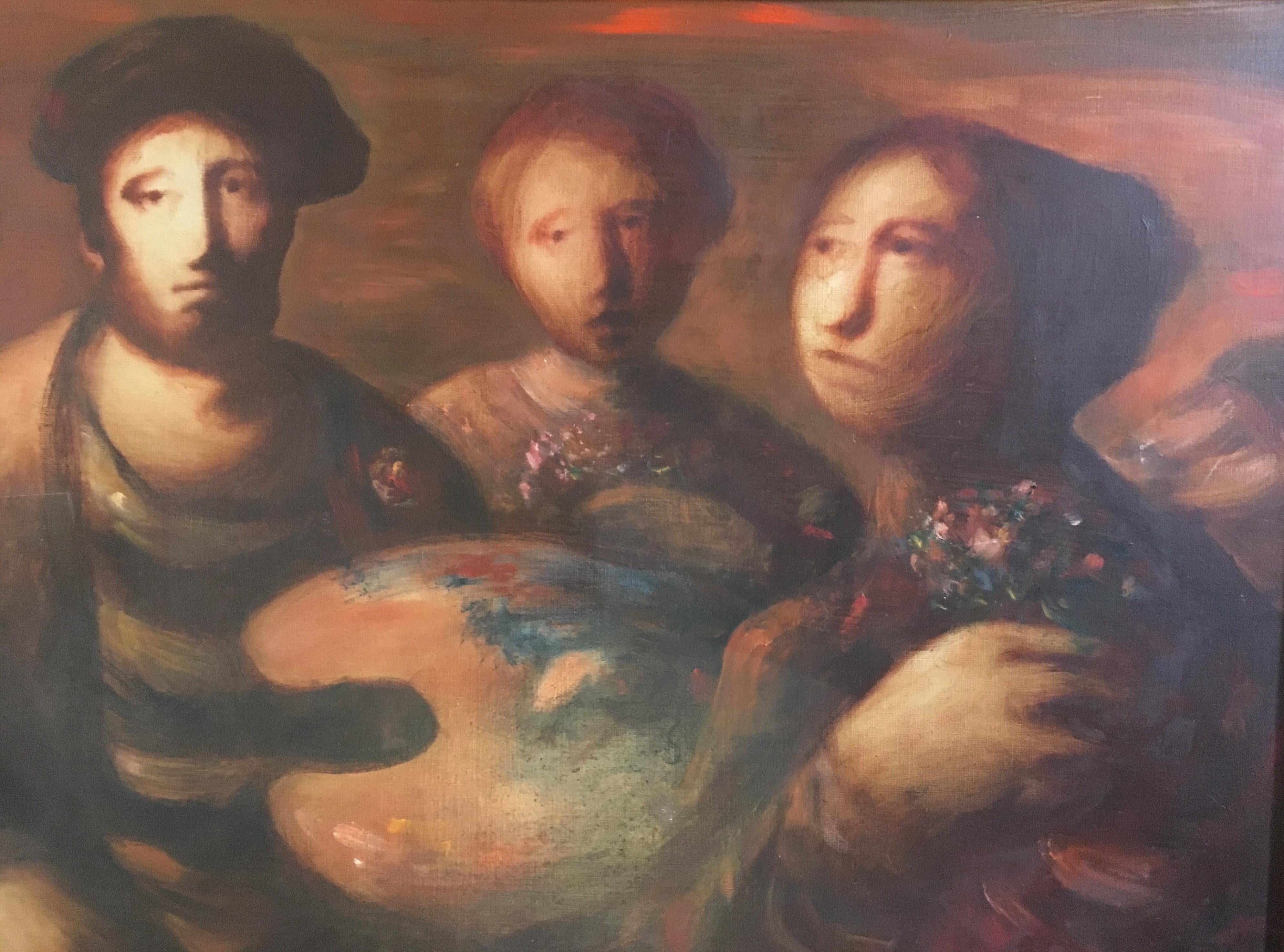 French Sylvain Vigny Original Oil on Canvas Figurative Painting, Signed