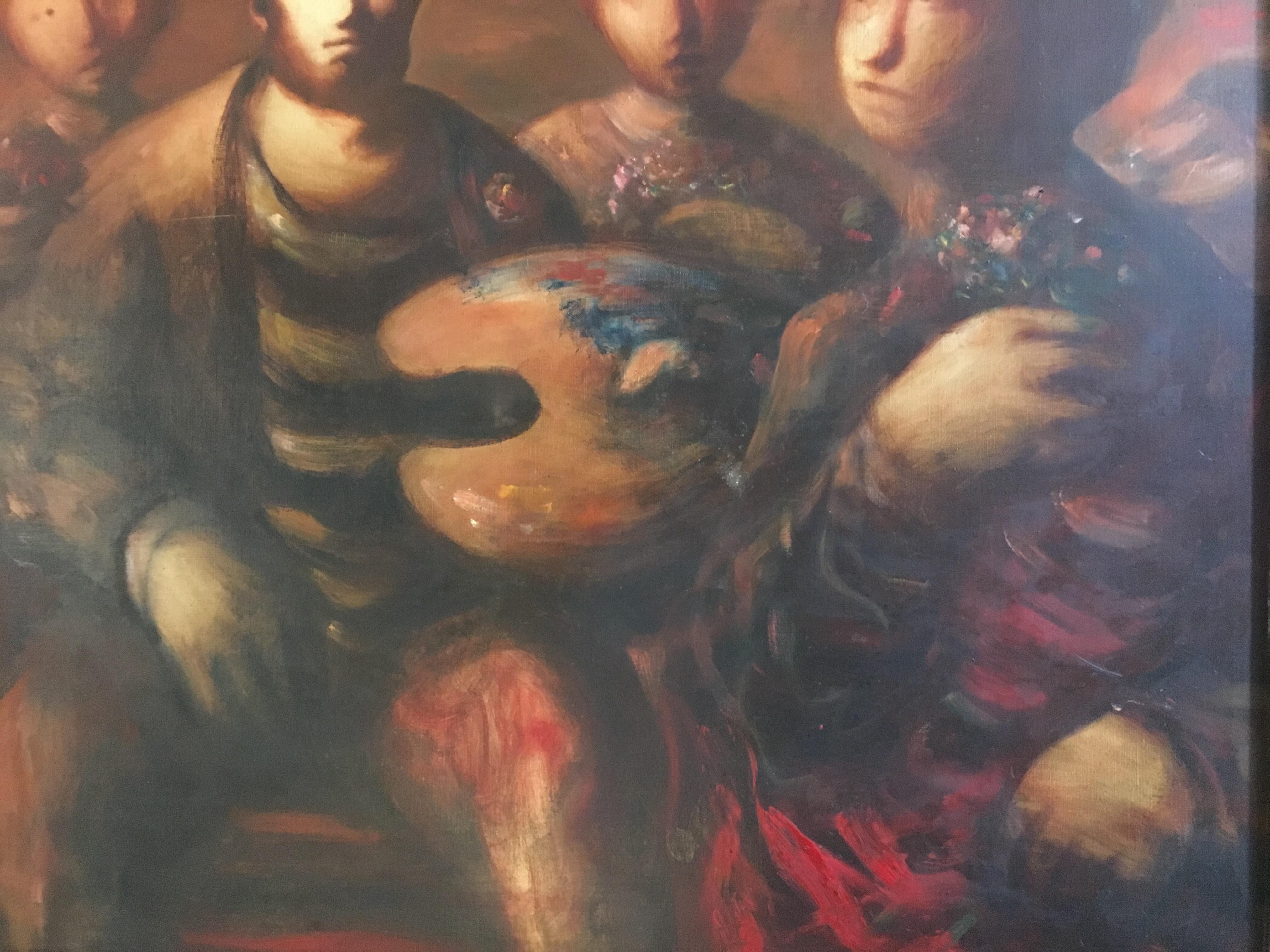 Sylvain Vigny Original Oil on Canvas Figurative Painting, Signed In Good Condition In Miami, FL