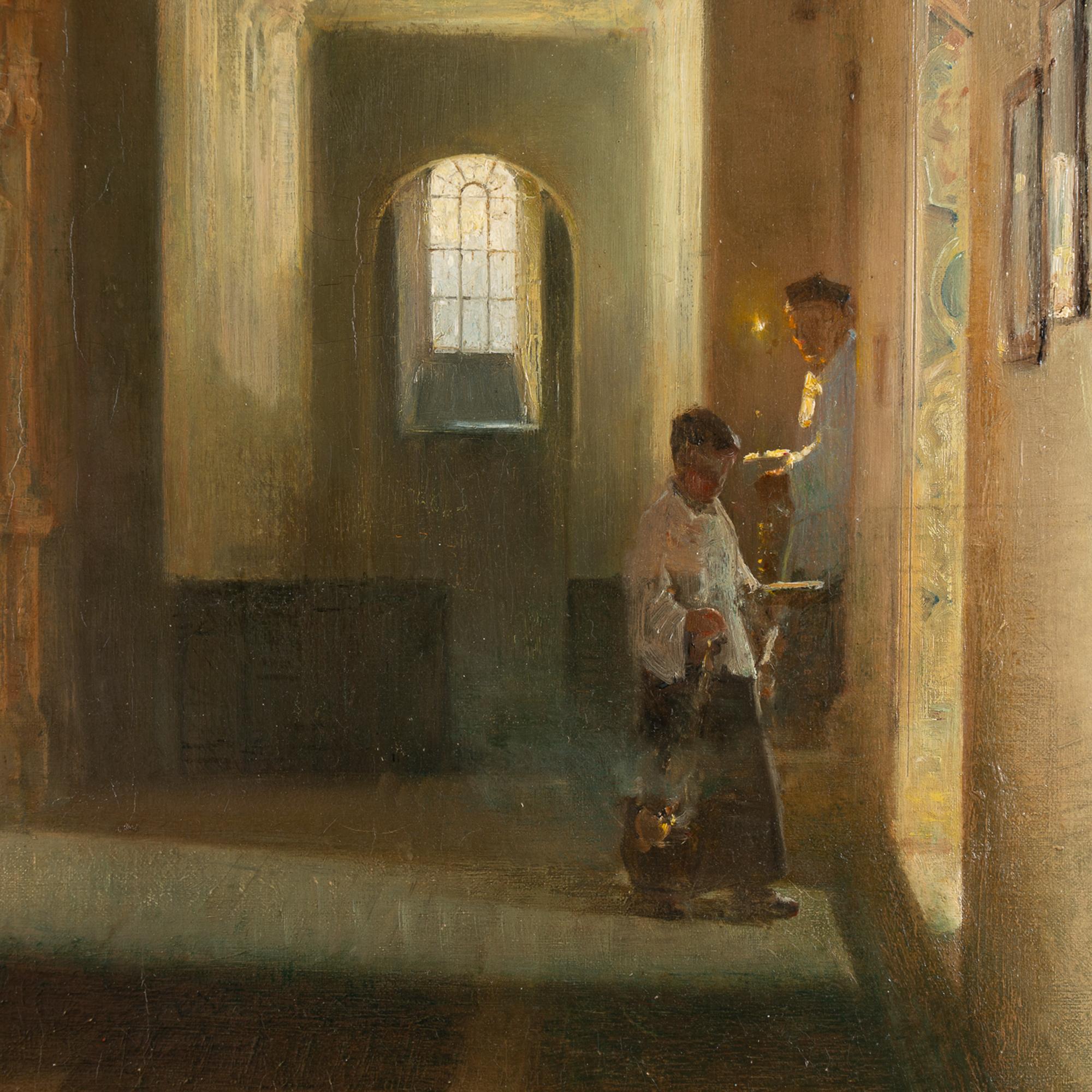 Danois Peinture à l'huile originale sur toile de la basilique de San Lorenzo, Edvard Petersen 1886 en vente