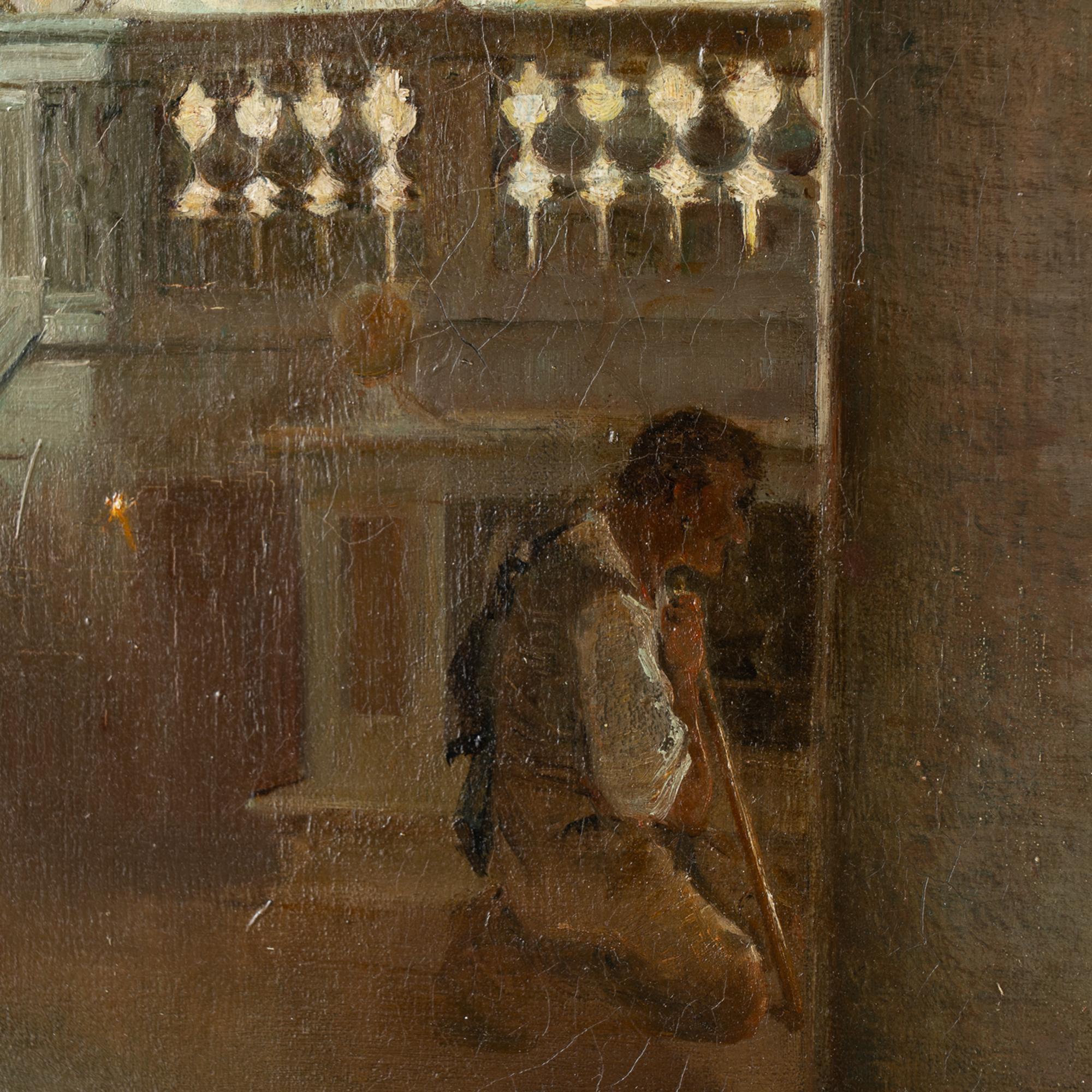 Peinture à l'huile originale sur toile de la basilique de San Lorenzo, Edvard Petersen 1886 Bon état - En vente à Round Top, TX