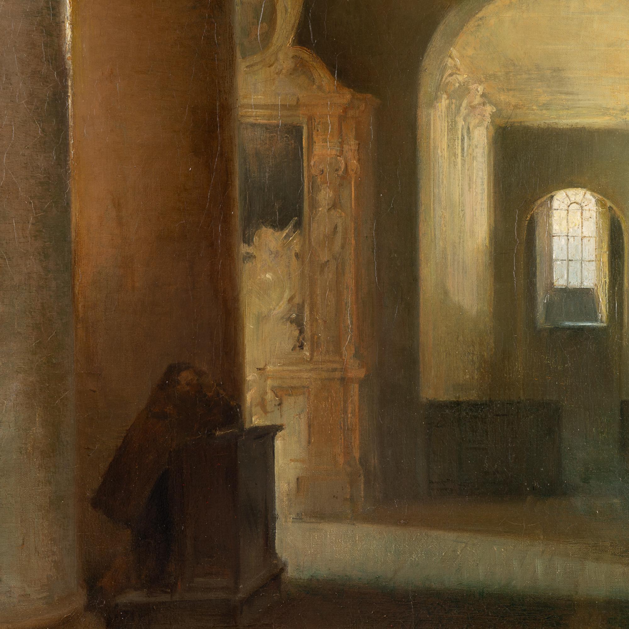 XIXe siècle Peinture à l'huile originale sur toile de la basilique de San Lorenzo, Edvard Petersen 1886 en vente