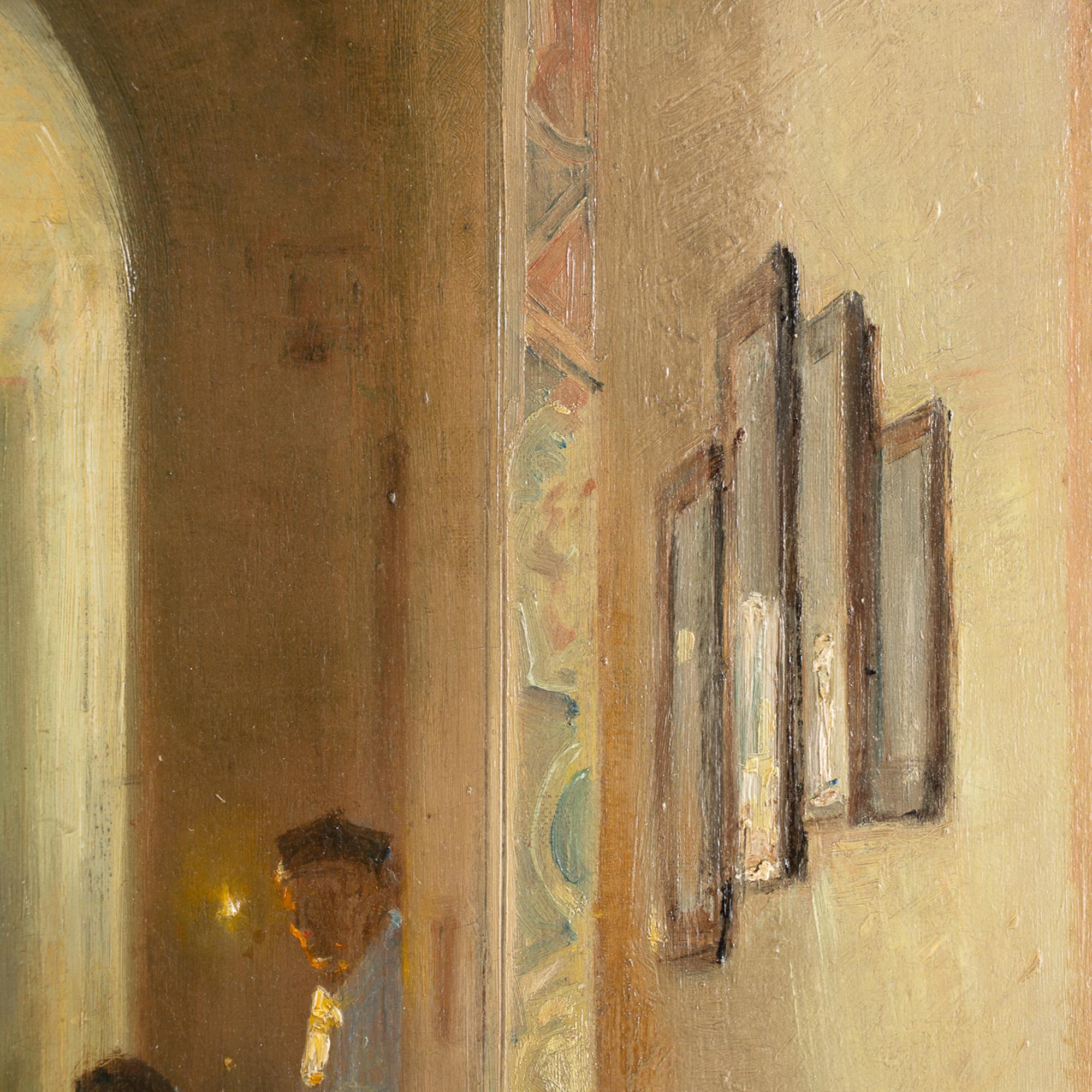 Toile Peinture à l'huile originale sur toile de la basilique de San Lorenzo, Edvard Petersen 1886 en vente