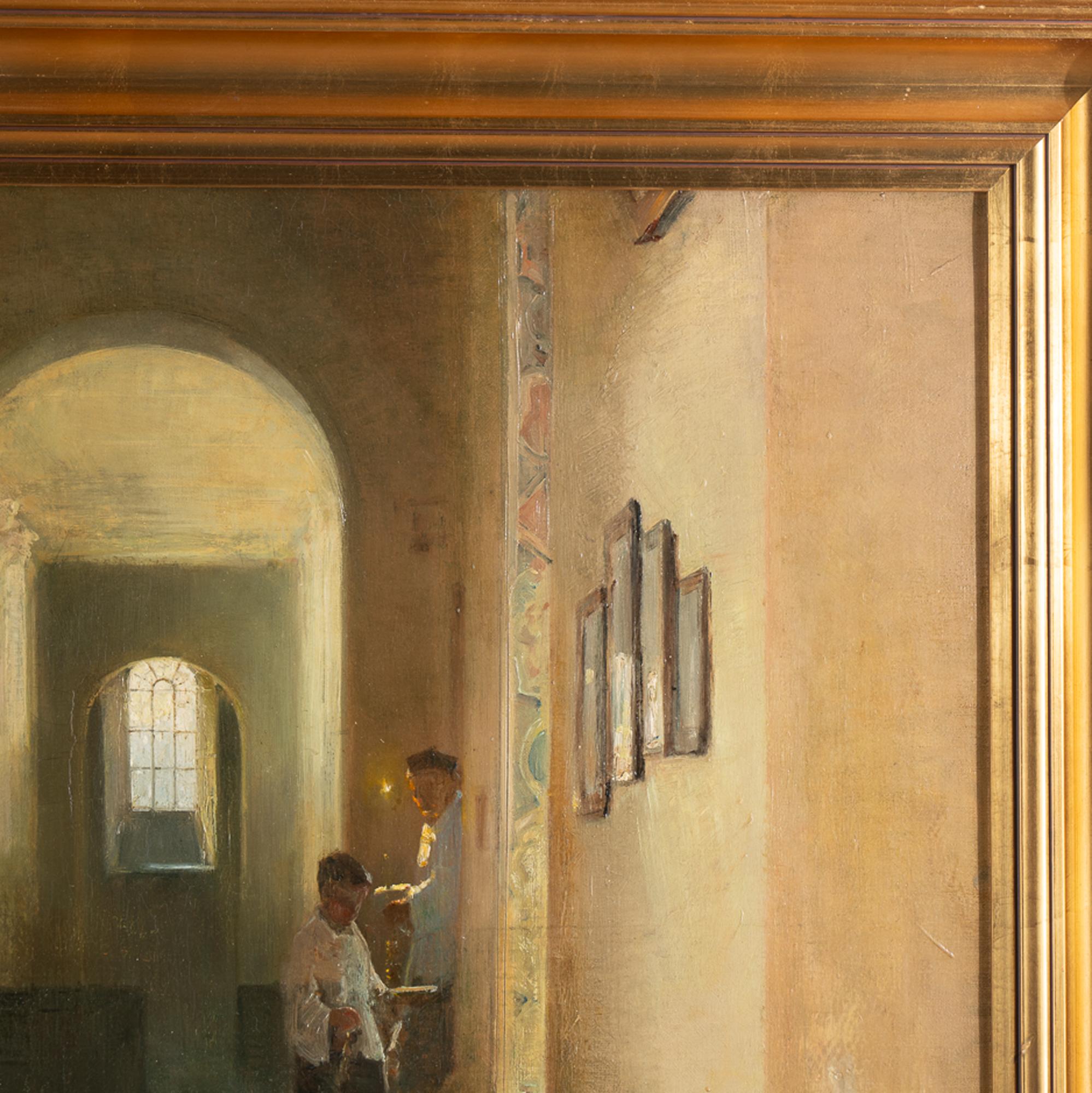 Peinture à l'huile originale sur toile de la basilique de San Lorenzo, Edvard Petersen 1886 en vente 3