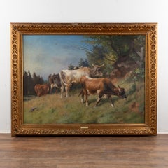 Original Oil on Canvas Painting of Cattle, signed Mackeprang, Denmark circa 1890