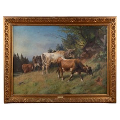 Original Oil on Canvas Painting of Cattle, signed Mackeprang, Denmark circa 1890 Original Oil on Canvas Painting of Cattle, signed Mackeprang, Denmark circa 1890
