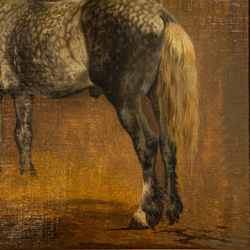 Original Oil on Canvas Painting of Dapple Gray Horse Signed Simon Simonsen In Good Condition In Round Top, TX