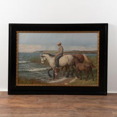 Original Oil on Canvas Painting of Horse and Rider, Signed Poul Steffensen, 1915