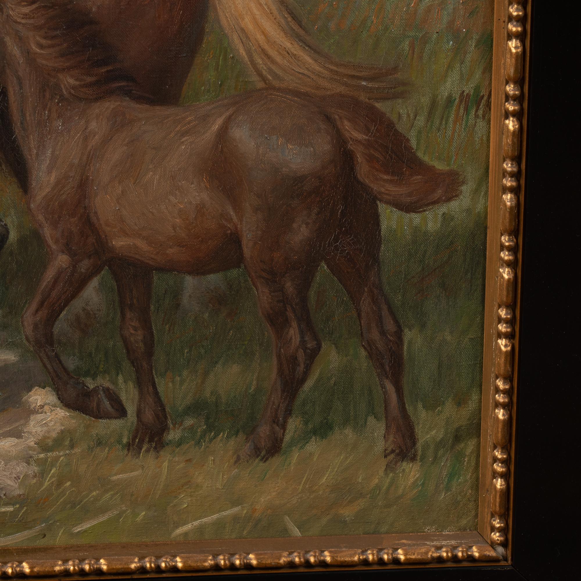 Original Oil on Canvas Painting of Horse and Rider, Signed Poul Steffensen, 1915 For Sale 4