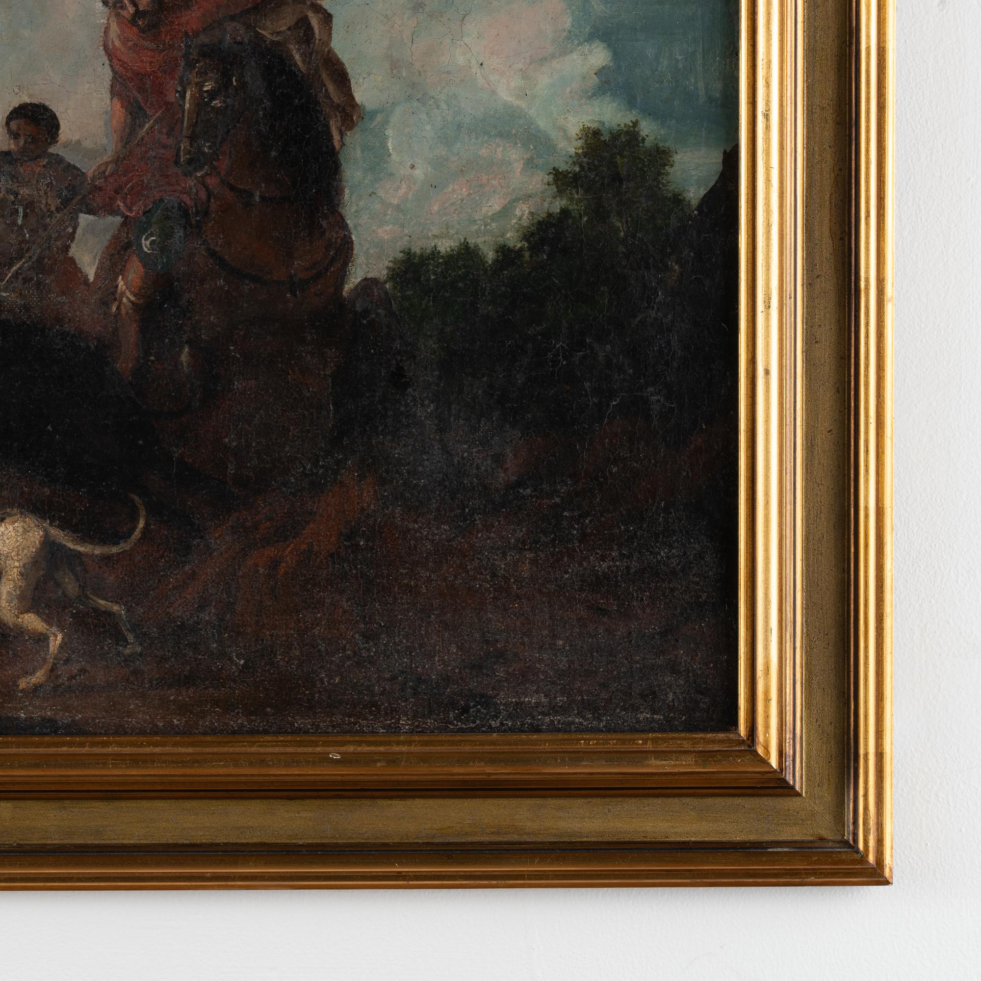 Original Oil on Canvas Painting of Hunter on Horseback, Italy circa 1760-80 For Sale 6
