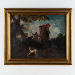 Original Oil on Canvas Painting of Hunter on Horseback, Italy circa 1760-80