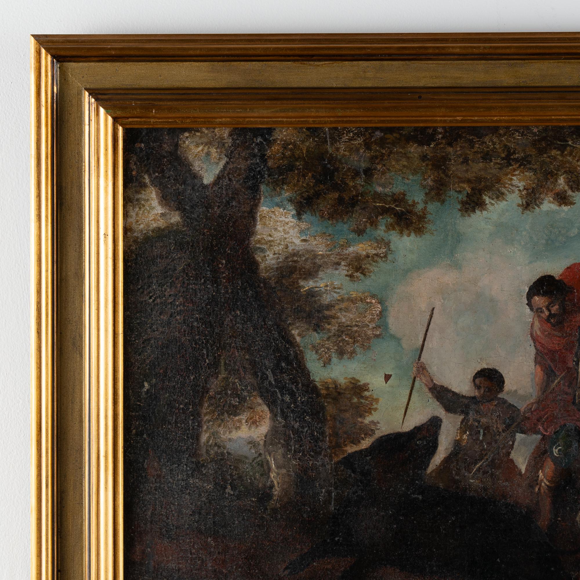 Italian Original Oil on Canvas Painting of Hunter on Horseback, Italy circa 1760-80 For Sale