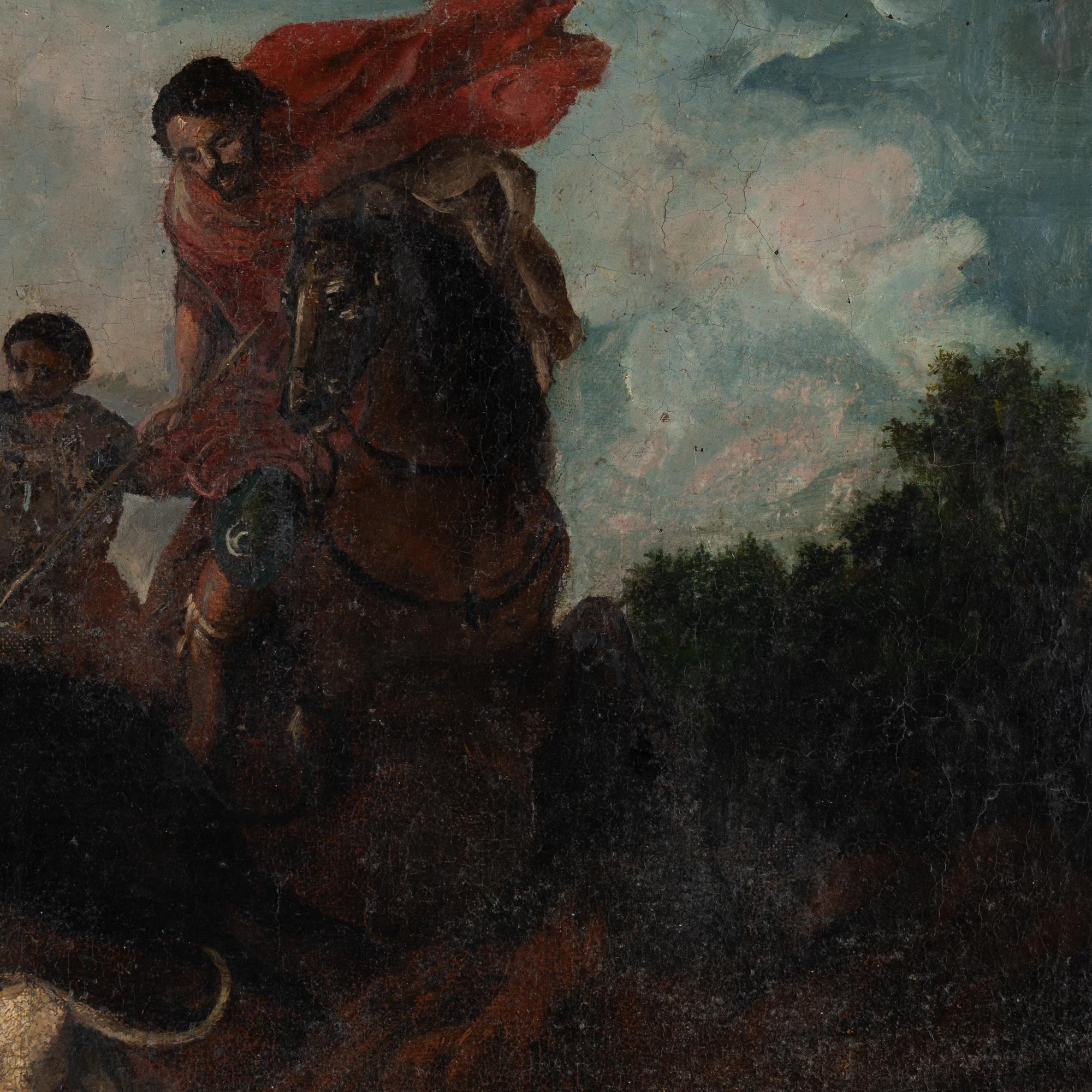Original Oil on Canvas Painting of Hunter on Horseback, Italy circa 1760-80 For Sale 2