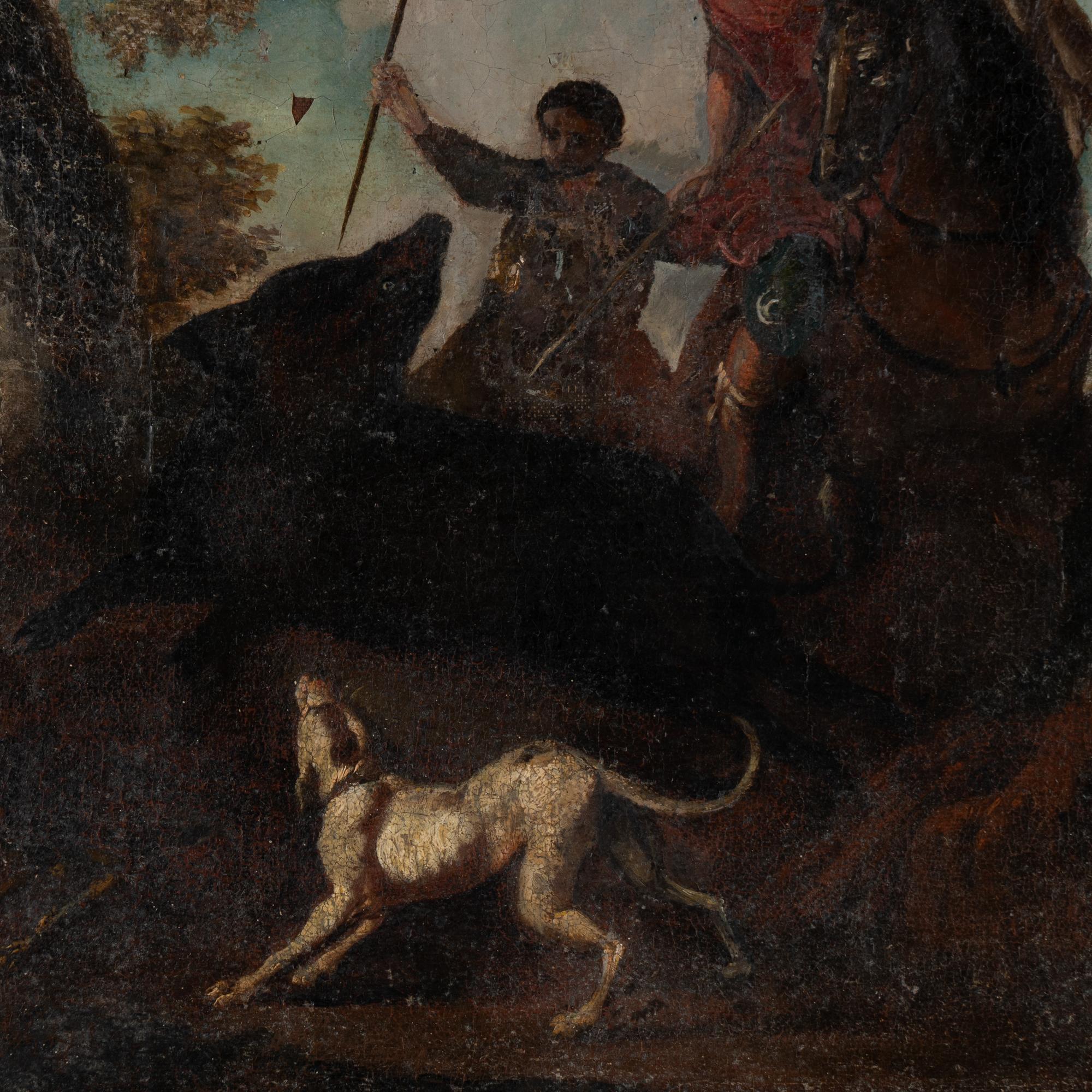 Original Oil on Canvas Painting of Hunter on Horseback, Italy circa 1760-80 For Sale 3