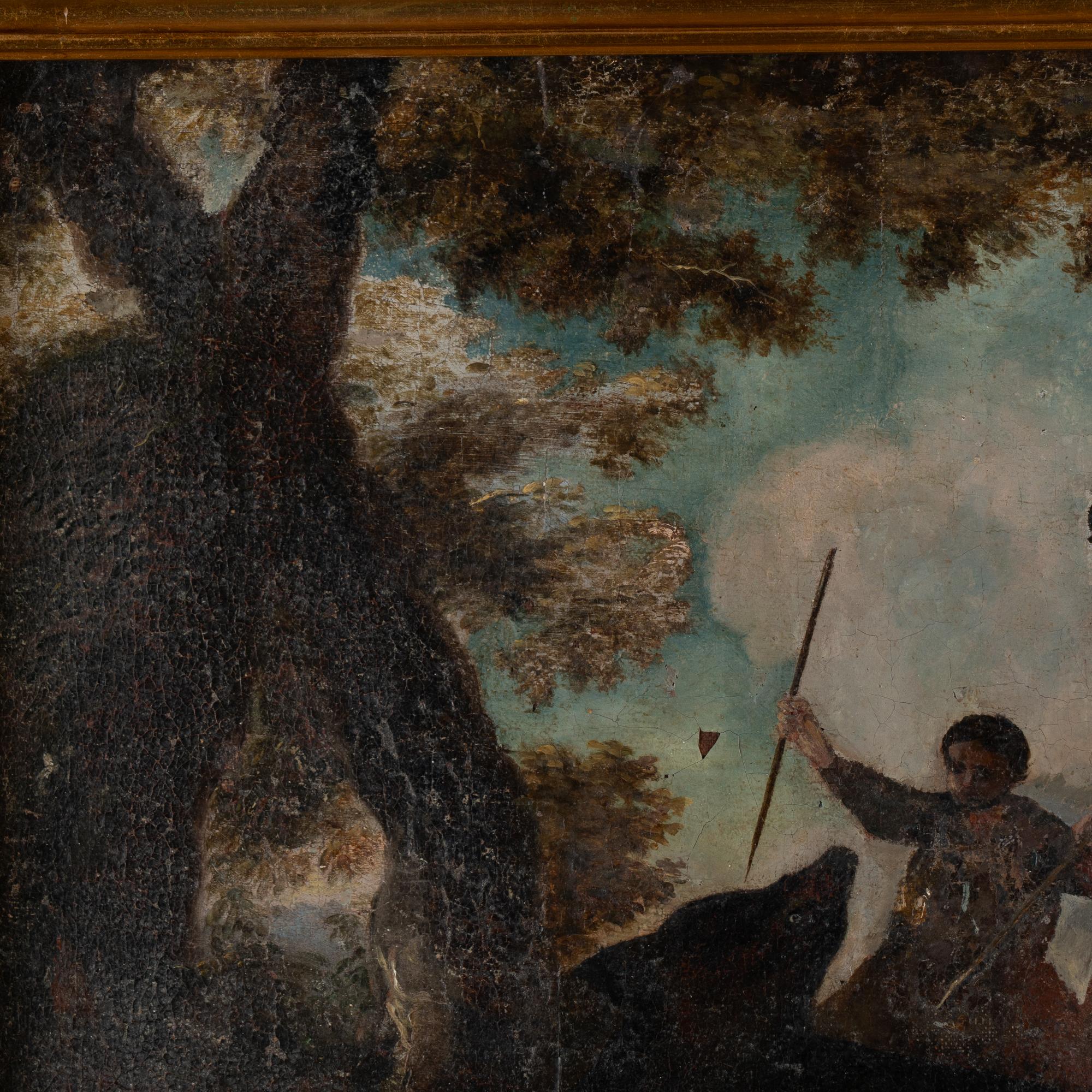 Original Oil on Canvas Painting of Hunter on Horseback, Italy circa 1760-80 For Sale 4