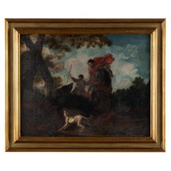 Original Öl auf Leinwand Gemälde von Jäger zu Pferd, Italien um 1760-80