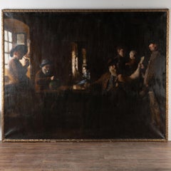 Original Oil on Canvas Painting of Interior Scene with Hunter Denmark circa 1900