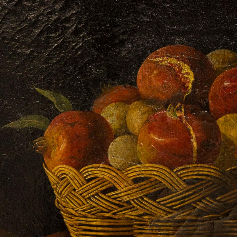 Danish Original Oil on Canvas Painting of Still Life with Pomegranates by Joaquín Millá