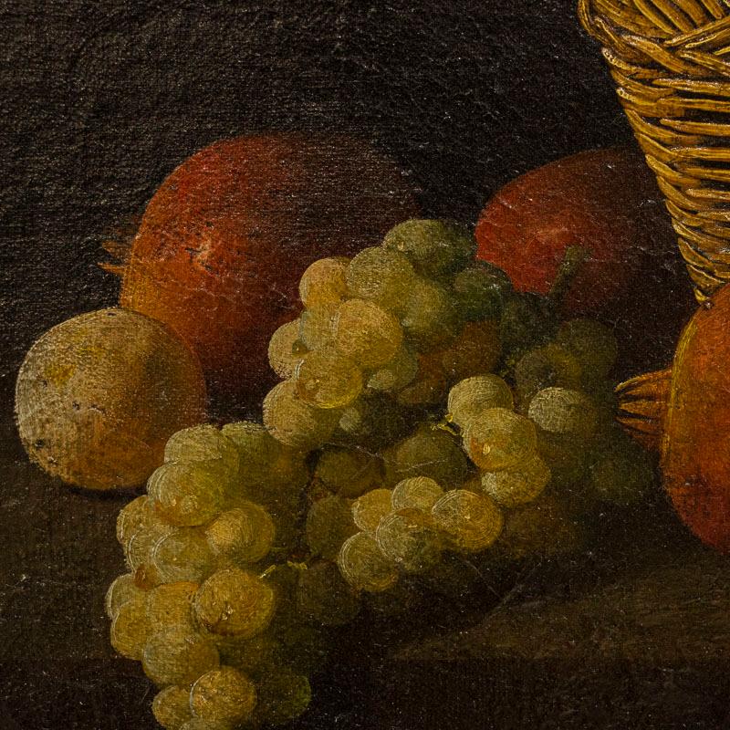 19th Century Original Oil on Canvas Painting of Still Life with Pomegranates by Joaquín Millá