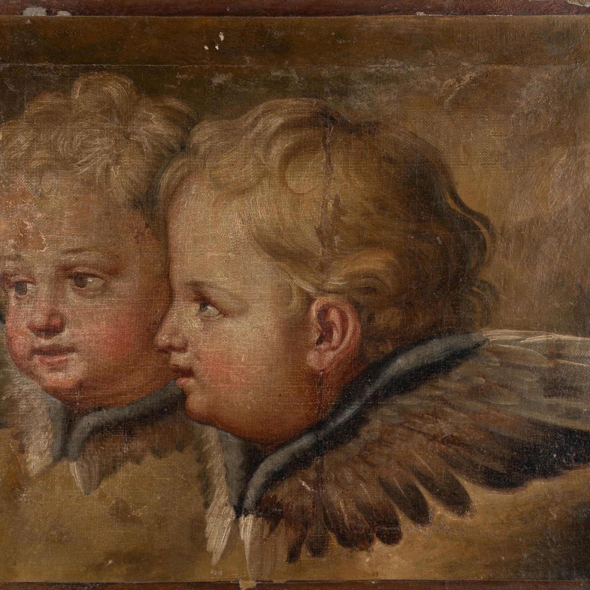Original Oil on Canvas Painting of Two Putti Cherubs, Denmark circa 1840-60 For Sale 1