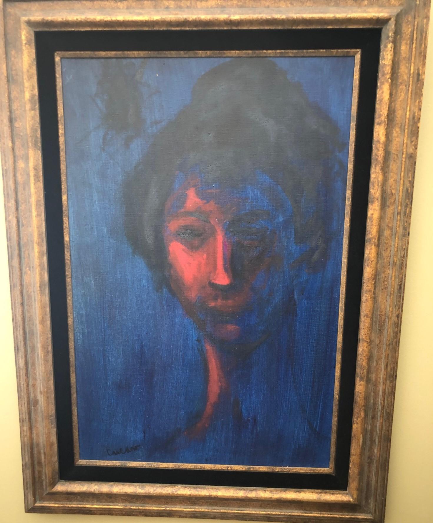 Mid-Century Modern Original Oil on Canvas Portrait by Listed Artist Pascal Cucaro