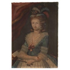 Original Oil on Canvas Portrait of A Lady, Sweden circa 1800