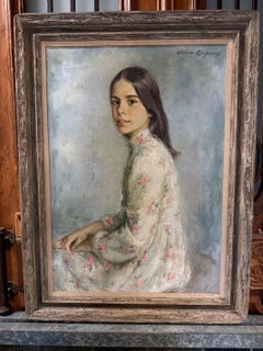 Original Oil on Canvas Portrait of Child, Late 20th Century, by Ariane Beigneux