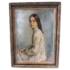 Original Oil on Canvas Portrait of Child, Late 20th Century, by Ariane Beigneux