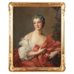 Huile originale sur toile Portrait d'Elisabeth-Louise de Boullogne, vers 1925